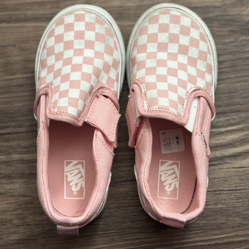 Vans Kids Pink Checkered Slip-On Shoes